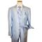 Steve Harvey Classic Collection Sky Blue/White Pinstripes Super 120's Merino Silky Sharkskin Wool Suit 6436